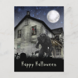 Beängstigend Happy Halloween Werewolf Postkarte