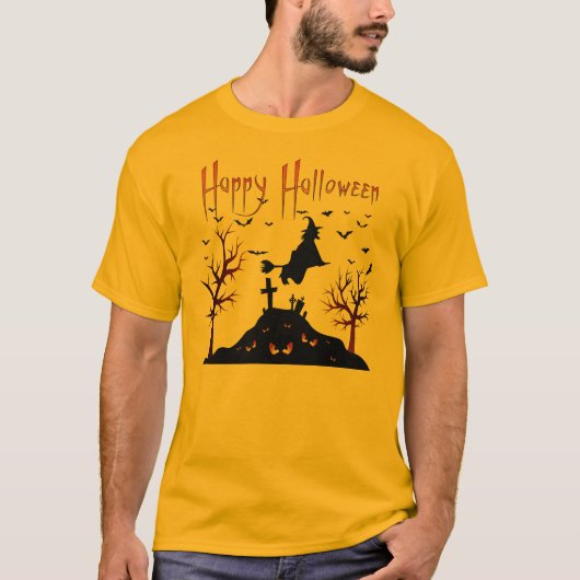 Beängstigend Hexe Happy Halloween T-Shirt (Vorderseite)