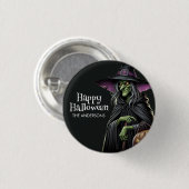 Beängstigend-Hexe-Themed Halloween Button (Vorne & Hinten)