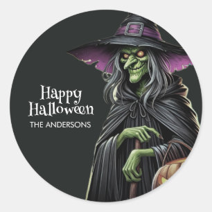 Beängstigend-Hexe-Themed Halloween Runder Aufkleber