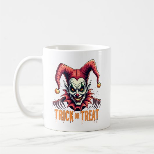 Beängstigend Jester Trick oder Treat Halloween Cof Kaffeetasse (Links)