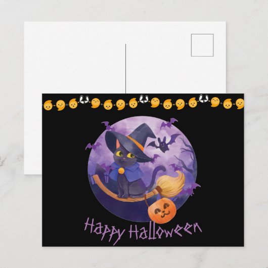 Beängstigend Kitty Halloween Postkarte (Vorne/Hinten)