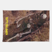 Beängstigend Knochen Skeletton Halloween Foto entw Geschirrtuch (Horizontal)