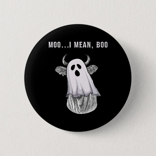 Beängstigend Kuh Bauer Halloween Ghost Funny Moo I Button (Vorderseite)