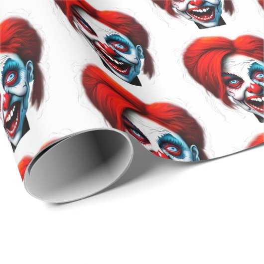 Beängstigend lächelnd Red Hair Lady Clown Geschenkpapier (Rolleneckpunkt)