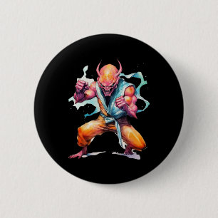Beängstigend Martial Arts Fighter Karate Boxer Com Button