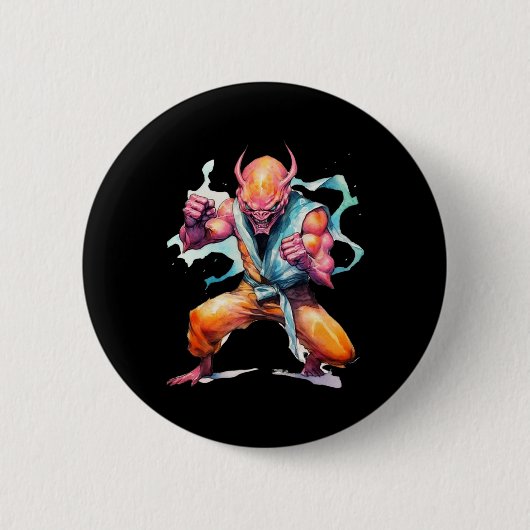 Beängstigend Martial Arts Fighter Karate Boxer Com Button (Vorderseite)