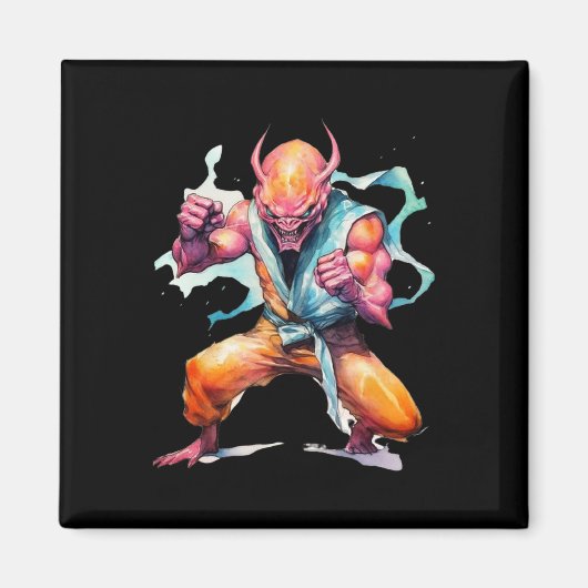 Beängstigend Martial Arts Fighter Karate Boxer Com Magnet (Vorne)