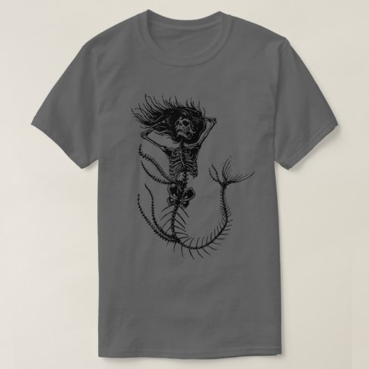 Beängstigend Mermaid Skeleton Halloween-Party Kost T-Shirt (Design vorne)