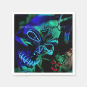 Beängstigend Neon Aquamarin Skulls Halloween Name Serviette (Vorderseite)