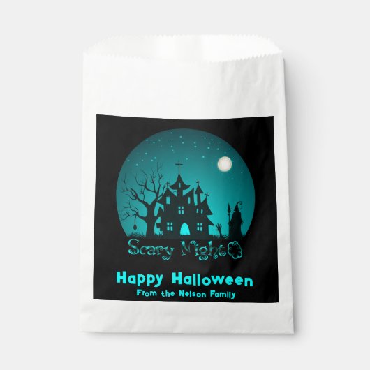 Beängstigend Night Spuk House Grün Halloween Geschenktütchen (Vorderseite)