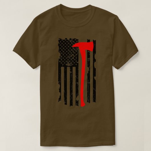 Beängstigend Patriot Ax Thin Red Line American Fla T-Shirt (Design vorne)
