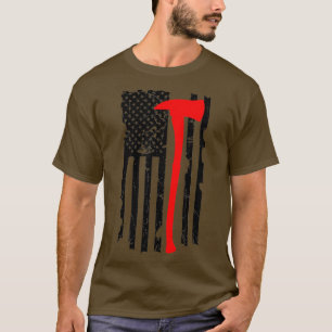 Beängstigend Patriot Ax Thin Red Line American Fla T-Shirt