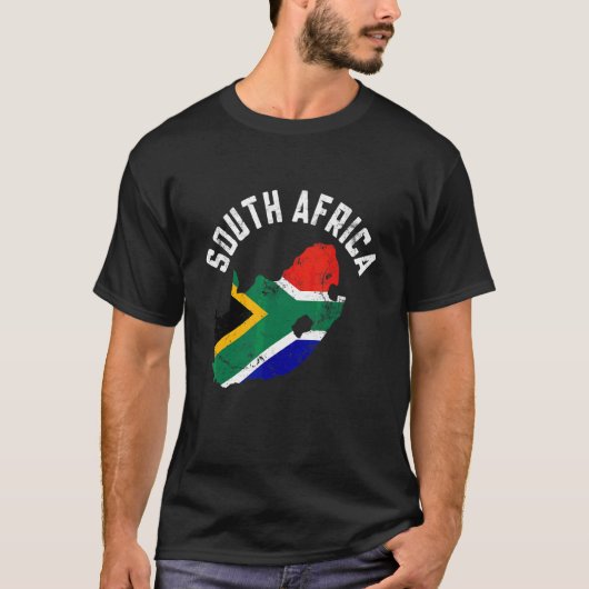Beängstigend Patriotic Südafrika Flag Map Men Wom T-Shirt (Vorderseite)