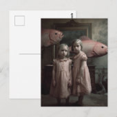 Beängstigend Pink Fish Twins Horror Postkarte (Vorne/Hinten)