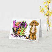 Beängstigend Poodle Liebe Halloween Karte (Gelbe Blume)
