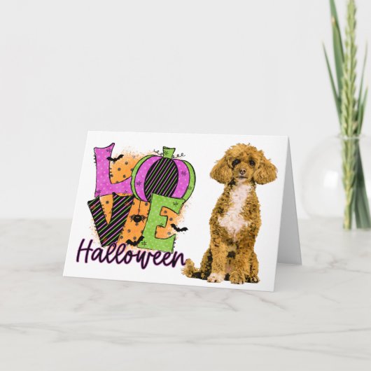 Beängstigend Poodle Liebe Halloween Karte (Vorderseite)