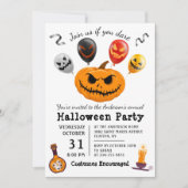 Beängstigend Pumpkin Balloon Monster Halloween-Par Einladung (Vorderseite)