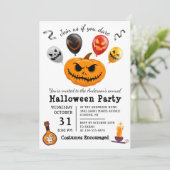 Beängstigend Pumpkin Balloon Monster Halloween-Par Einladung (Stehend Vorderseite)