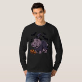 Beängstigend Pumpkin Bat Funny Witch Hat Hippopota T-Shirt (Vorne ganz)