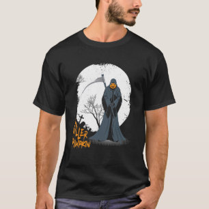 Beängstigend Pumpkin Face Jack O' Lantern Grim Sen T-Shirt