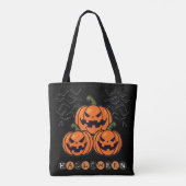 Beängstigend Pumpkin Orange Black Halloween Tasche (Rückseite)