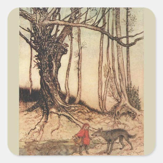 Beängstigend Red Riding Hood Quadratischer Aufkleber (Vorderseite)