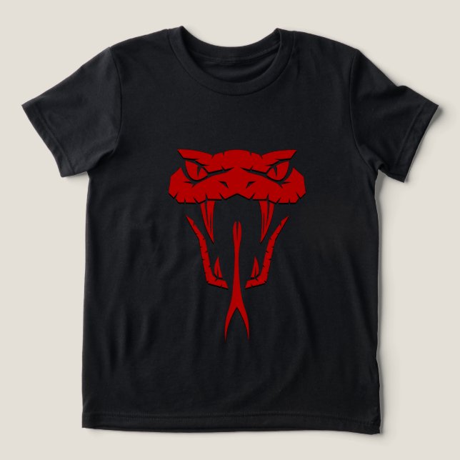 Beängstigend Red Snake - Fierce Serpent Face Boys Tri-Blend Shirt (Design Vorderseite)