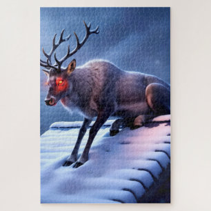 Beängstigend Reindeer auf dem Dach! Puzzle