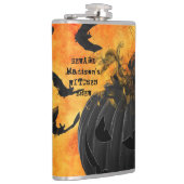 Beängstigend Schwarze Fledermäuse Kürbislaterne He Flachmann (Rechts)