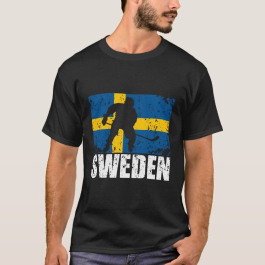 Beängstigend Schweden Hockey Schwedische Flagge Sp T-Shirt (Vorderseite)