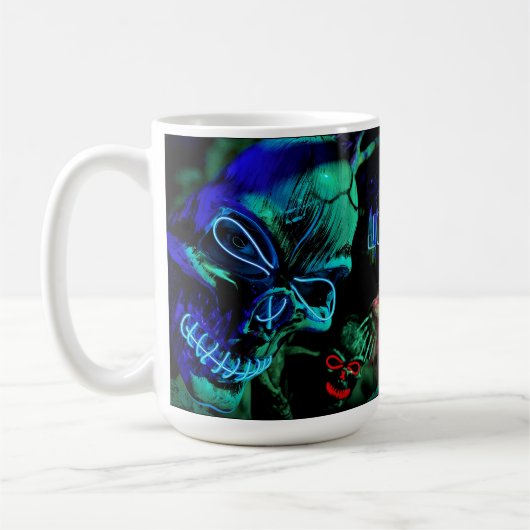 Beängstigend Skull Neon Aquamarin Blue Name Day To Kaffeetasse (Links)
