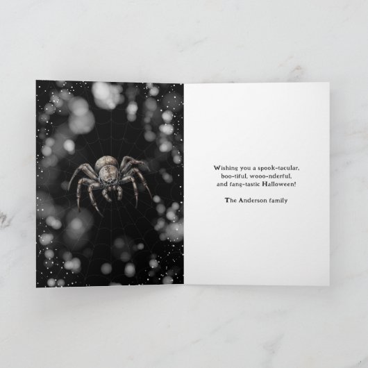Beängstigend Spider Cobweb Happy Halloween Karte (Innenseite)