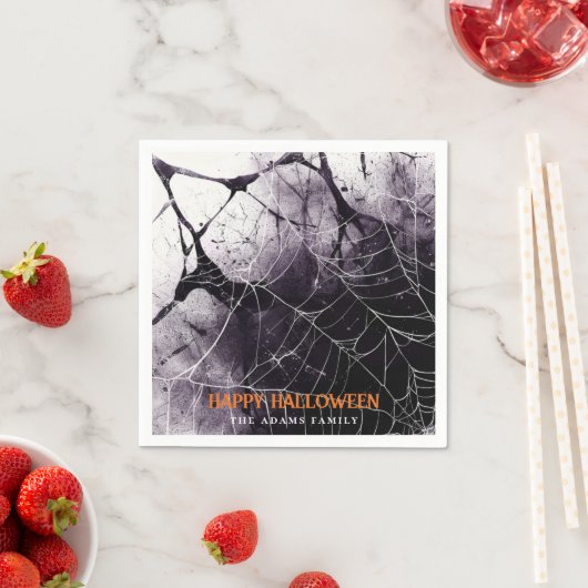 Beängstigend Spider Web Happy Halloween Individuel Serviette (Beispiel)