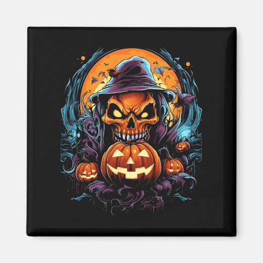 Beängstigend Spooky Castle Halloween Pumpkin Hexe Magnet (Vorne)