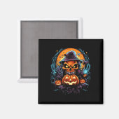 Beängstigend Spooky Castle Halloween Pumpkin Hexe Magnet (Vorderseite/Rückseite)