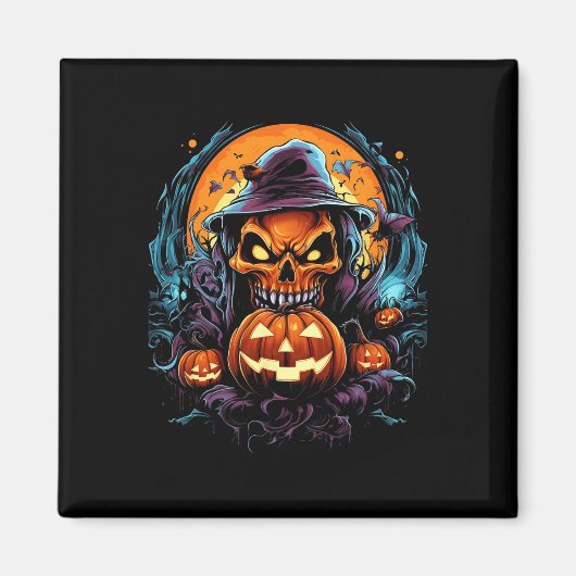 Beängstigend Spooky Castle Halloween Pumpkin Hexe Magnet (Vorne)