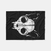 Beängstigend Spooky Cat Feline Skull Halloween A Fleecedecke (Vorderseite (Horizontal))