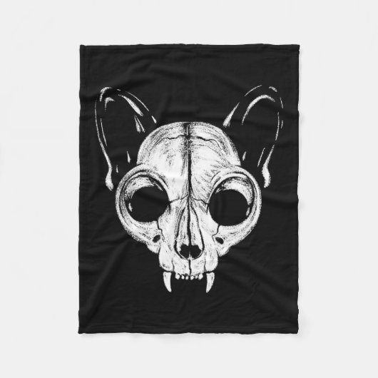Beängstigend Spooky Cat Feline Skull Halloween A Fleecedecke (Vorderseite)