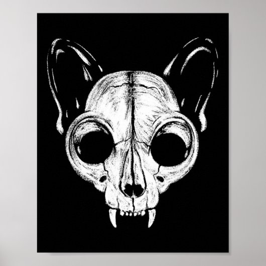 Beängstigend Spooky Cat Feline Skull Halloween A Poster (Vorne)