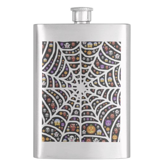 Beängstigend Spooky Cobweb Collage Flachmann (Vorderseite)