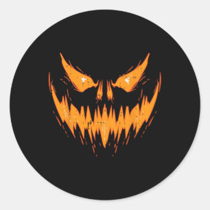 Beängstigend Spooky Kürbislaterne Gefecht Pumpkin Runder Aufkleber