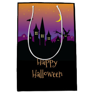 Beängstigend Spooky Spuk House Orange Halloween-Pa Mittlere Geschenktüte