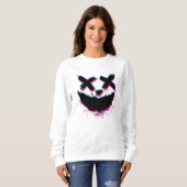 Beängstigend Stroke Smile Face Glitch Happy Hallow Sweatshirt (Vorne ganz)