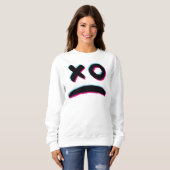 Beängstigend Stroke Smile Face Glitch Happy Hallow Sweatshirt (Vorne ganz)