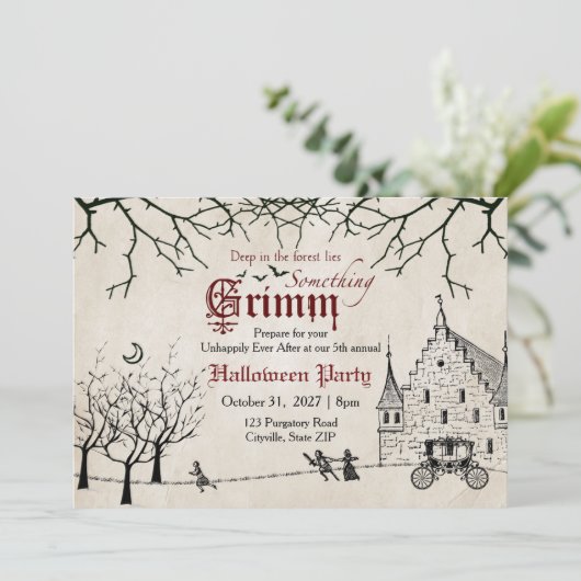 Beängstigend Tales Dark Fairy Tales Halloween Einl Einladung (Stehend Vorderseite)