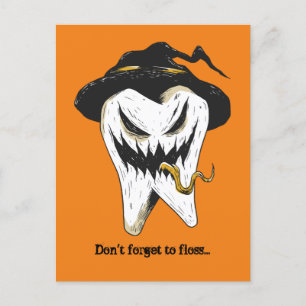 Beängstigend Tooth Dentist Halloween Postkarte