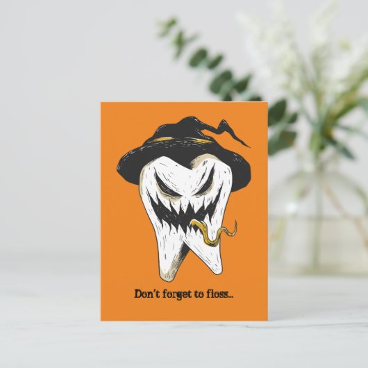 Beängstigend Tooth Dentist Halloween Postkarte (Stehend Vorderseite)