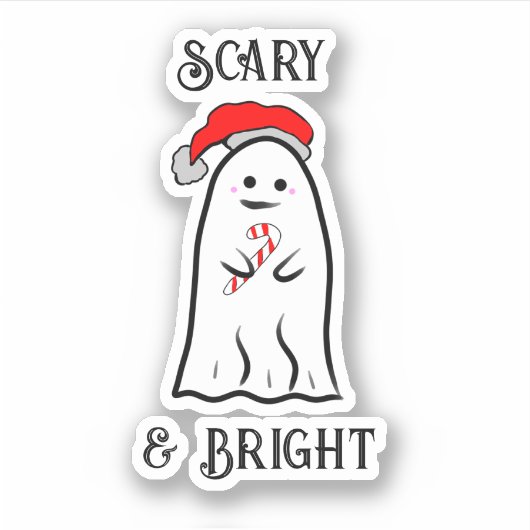 Beängstigend und hell Candy Cane Ghost Aufkleber (Vorderseite)