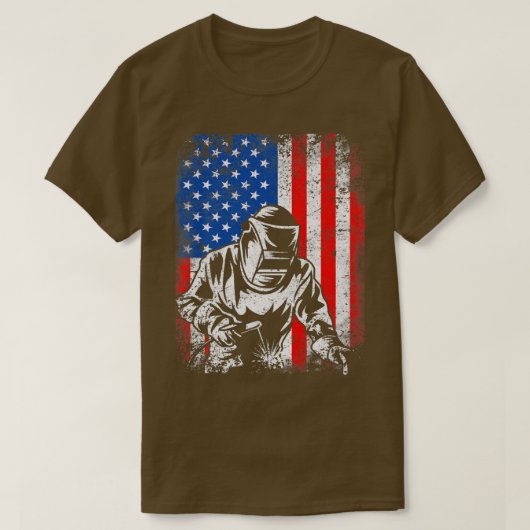 Beängstigend USA Amerikanischer Flaggenschweisser T-Shirt (Design vorne)